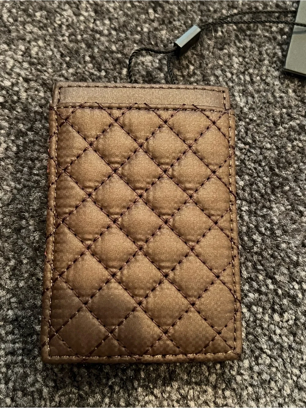 MZ Wallace Crosby Slim Walnut Brown Quilted Card Holder NWT